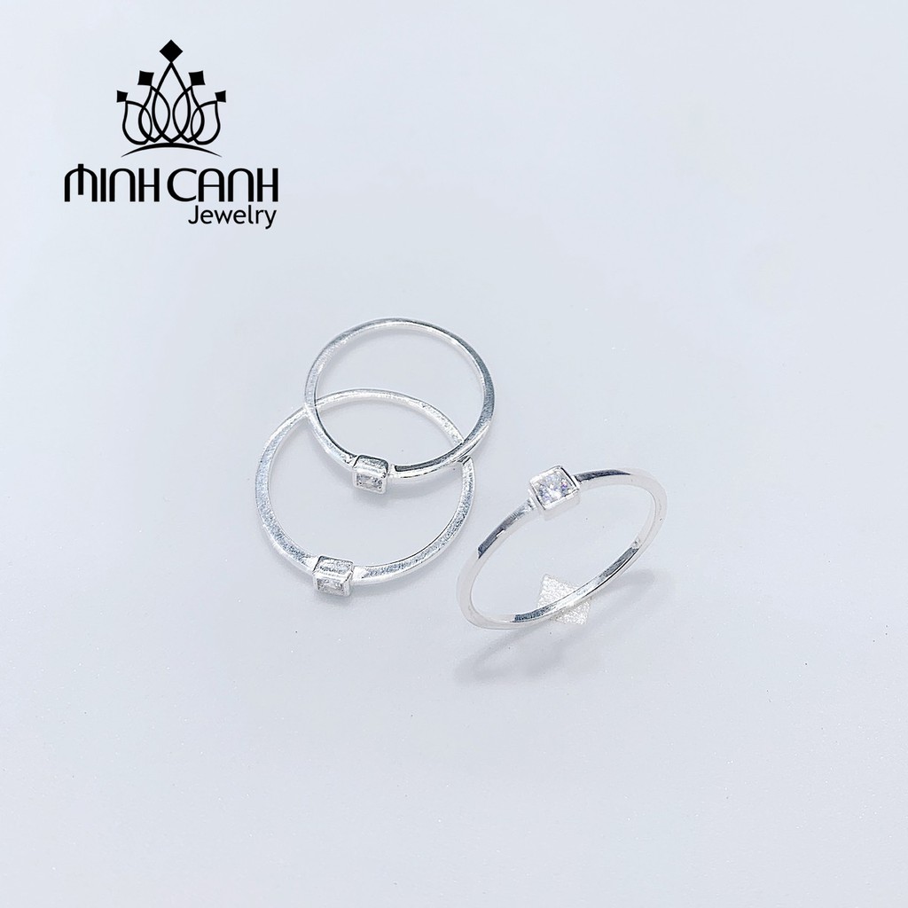 Nhẫn Bạc Nữ Trơn Mảnh Mặt Đá Vuông - Minh Canh Jewelry