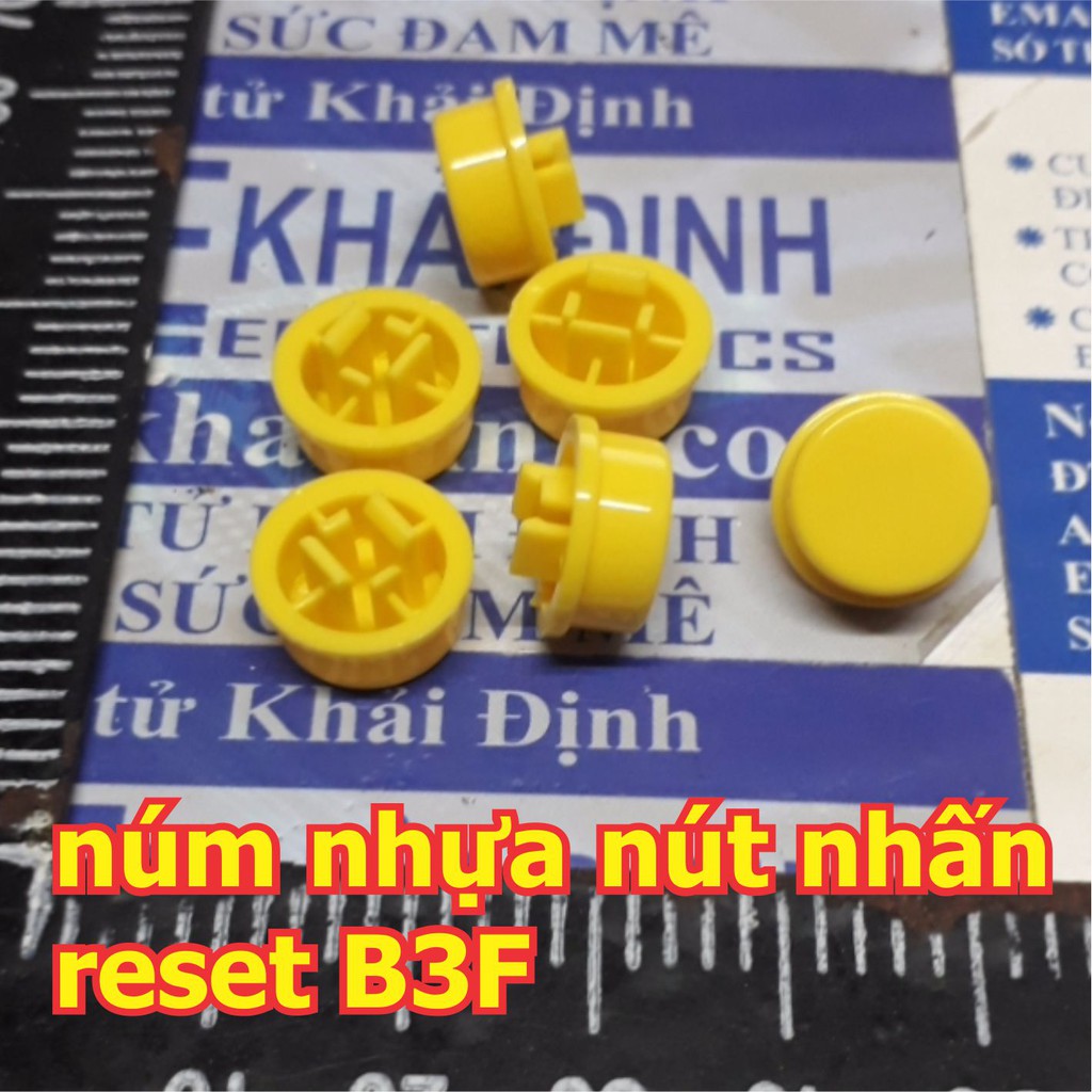 60 cái Núm nhựa, đầu nhựa nút nhấn Reset B3F 12*12*7.3mm (6 màu) kde5344
