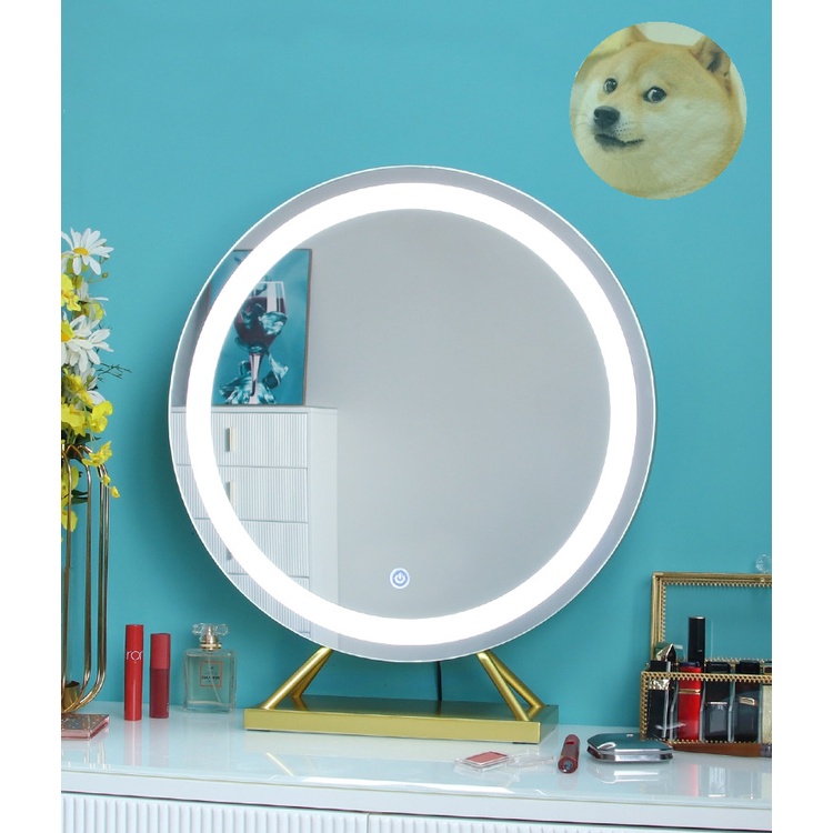 Gương led tròn để bàn trang điểm, gương Led cảm ứng: D50 D60