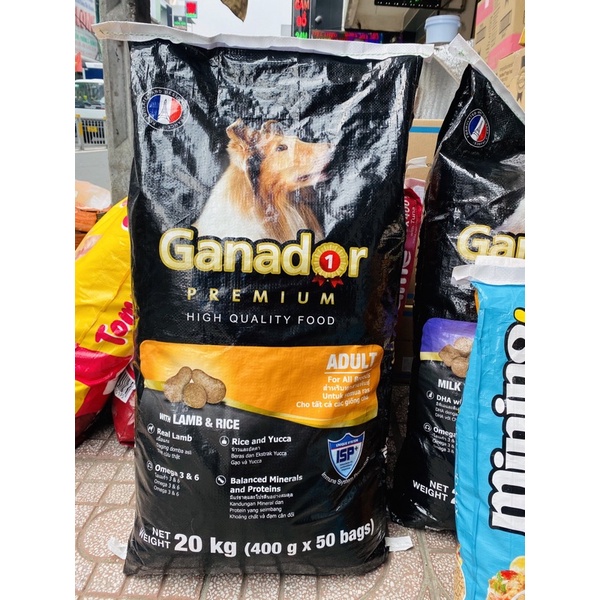 Thức ăn hạt cho chó trưởng thành vị cừu Ganador Adult 20kg (50 túi nhỏ bên trong)