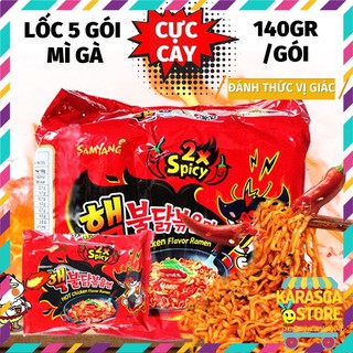 Mì Cay Hàn Quốc, Mì Cay Samyang Vị Gà Cay X2 Lốc 5 Gói 140Gr