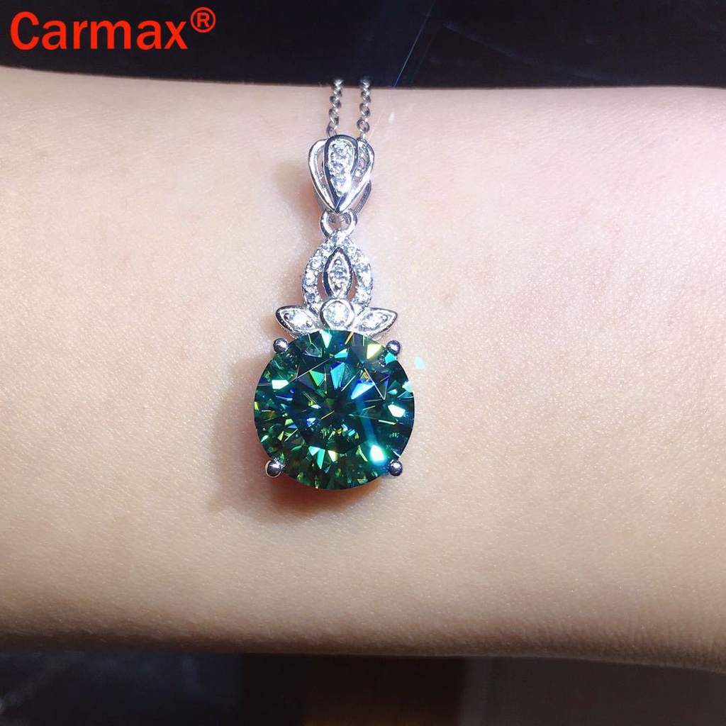 Dây chuyền mặt đá moissanite màu xanh lá thời trang cao cấp