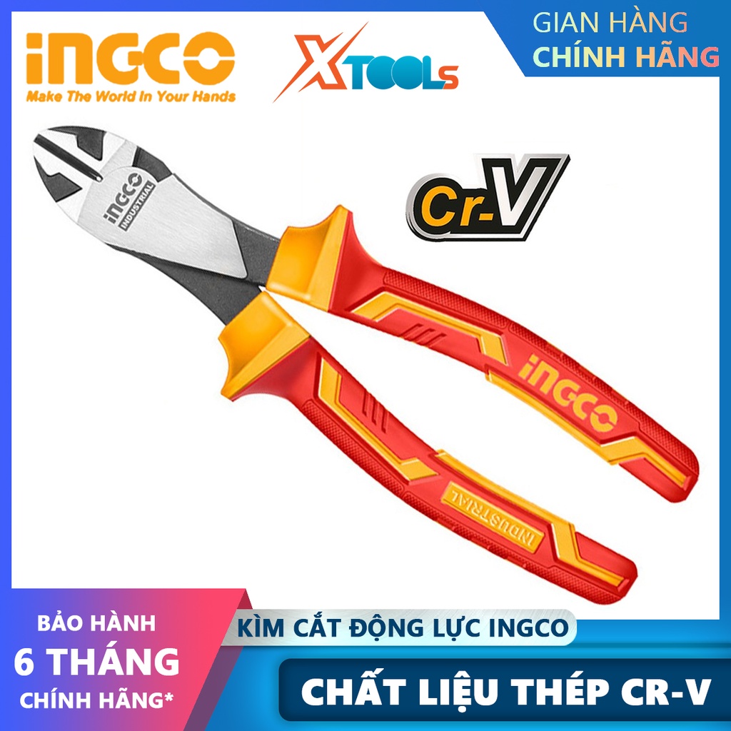 Kìm cắt cách điện cao cấp INGCO HIHDCP28188 | kềm cách điện Kích thước 7&quot;/180mm Tay cầm cách điện lên đến 1000V cắt, kẹp