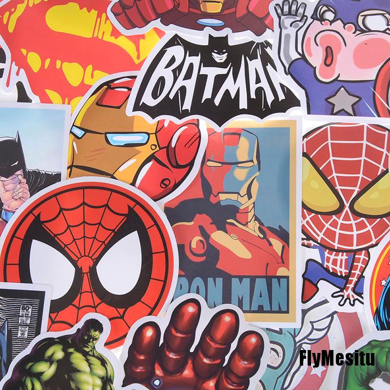 MARVEL Set 50 Sticker Siêu Anh Hùng Dán Trang Trí Laptop, Xe Mô Tô