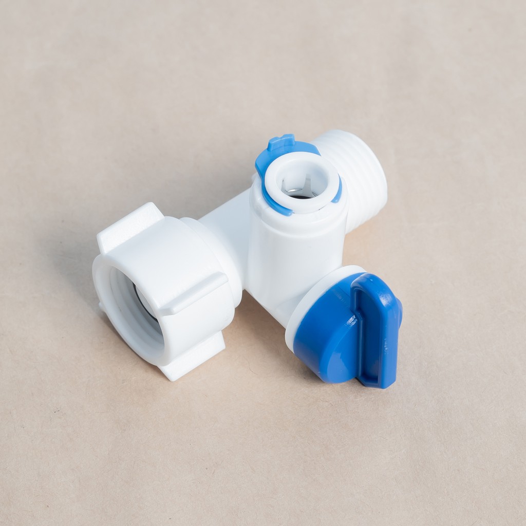 Van chia nước bằng nhựa ren 21 ra dây 6, dây 10 mm