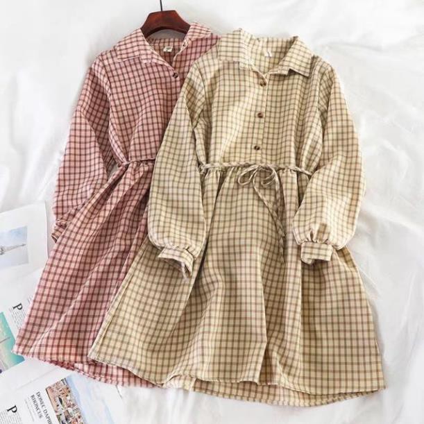 [ E'mer Order 💎] 🌻💢V57 Váy Babydoll Kẻ Caro Cổ Bẻ Dáng Xòe Siêu Bánh Bèo ❤👗  ྇