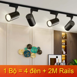 Bộ đèn led cob canmeijia 12w 20w 30w 40w chiếu điểm gồm 4 đèn + 2m đường ray cho cửa hàng quần áo/ triển lãm