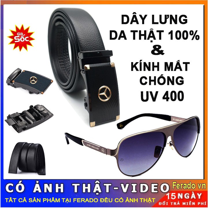 dây lưng nam da thật Tặng kính mắt