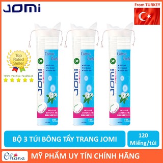 Combo 3 Bông Tẩy Trang Jomi (120 Miếng/Túi)