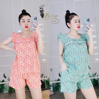 Bộ đồ ngủ bộ đồ nữ mặc nhà bộ đùi vải lụa dễ thương chất vải mát mịn