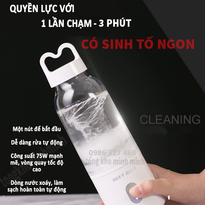 [LOẠI 1] Máy Xay Sinh Tố Đa Năng Cầm Tay Meet Juice - Xay cực nhanh 9s, Siêu Bền Cao Cấp, An Toàn