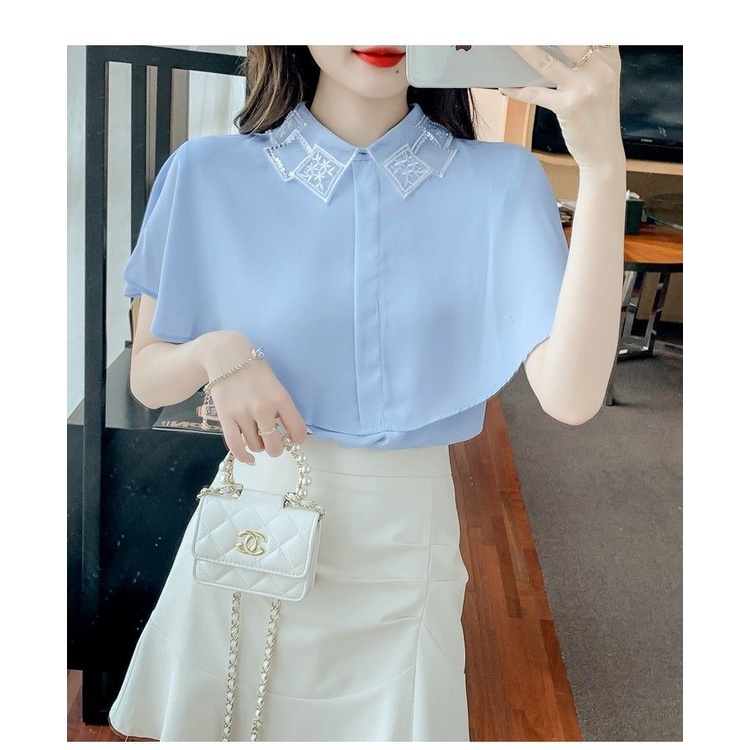 Áo Sơ Mi Voan Tay Ngắn Thời Trang Dành Cho Nữ