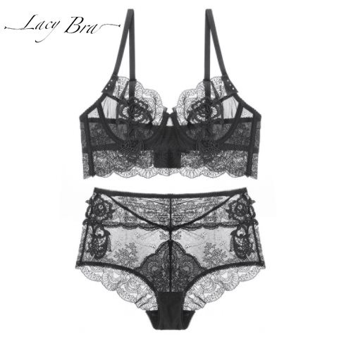 Bộ Đồ Lót Ren Hoa Không Đệm Có Gọng Nâng Ngực Phối Quần Lót Ren Cạp Cao Lacy Bra - B11 | BigBuy360 - bigbuy360.vn