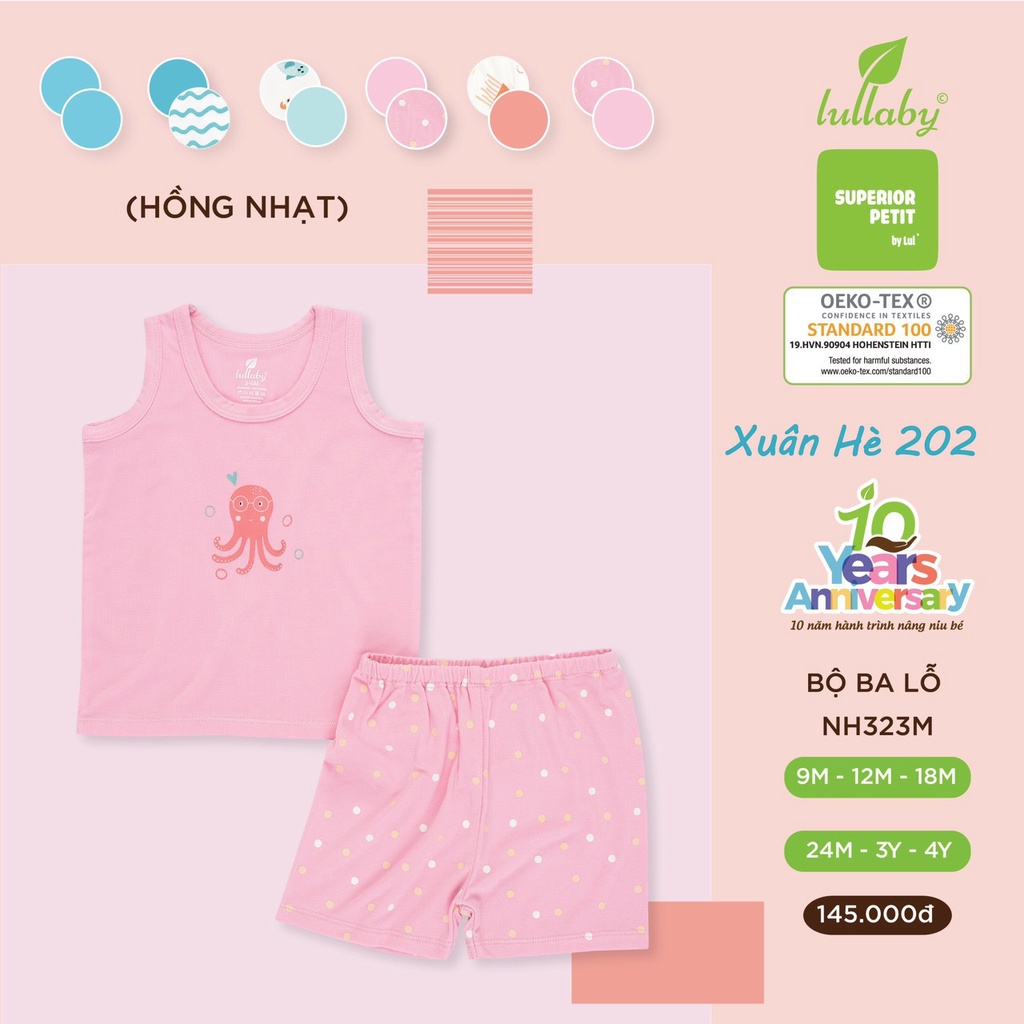 Bộ Lullaby ba lỗ petit siêu mềm mịn nhẹ cao cấp thoáng mát in hình thú cưng cho bé trai bé gái NH604 Nh312M NH323M