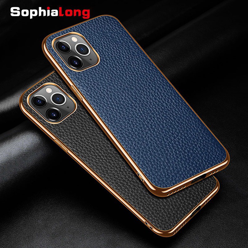 Ốp điện thoại da viền mạ vàng dành cho iPhone 12 13 11 Pro Max 11 12 M
