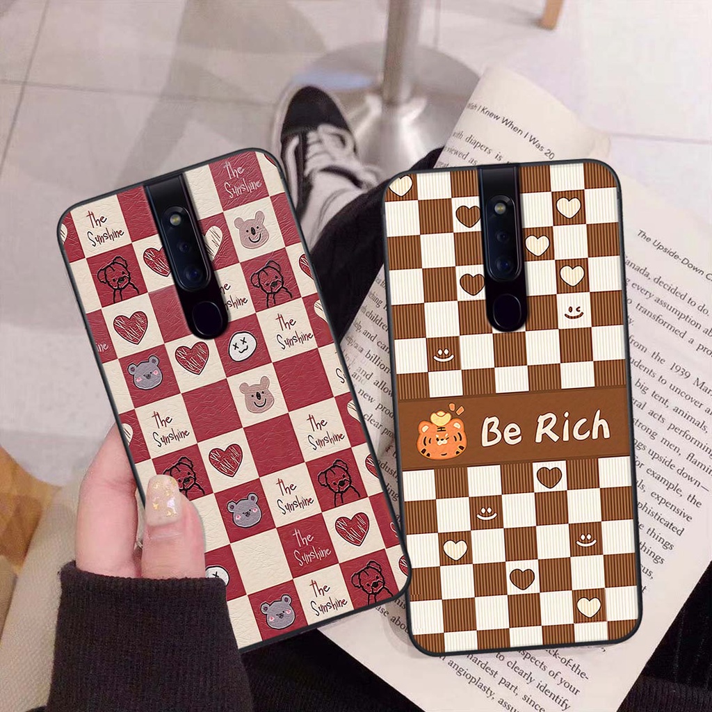 Ốp Oppo F11 / F11 Pro gấu Bear rick caro vuông thời trang siêu đẹp