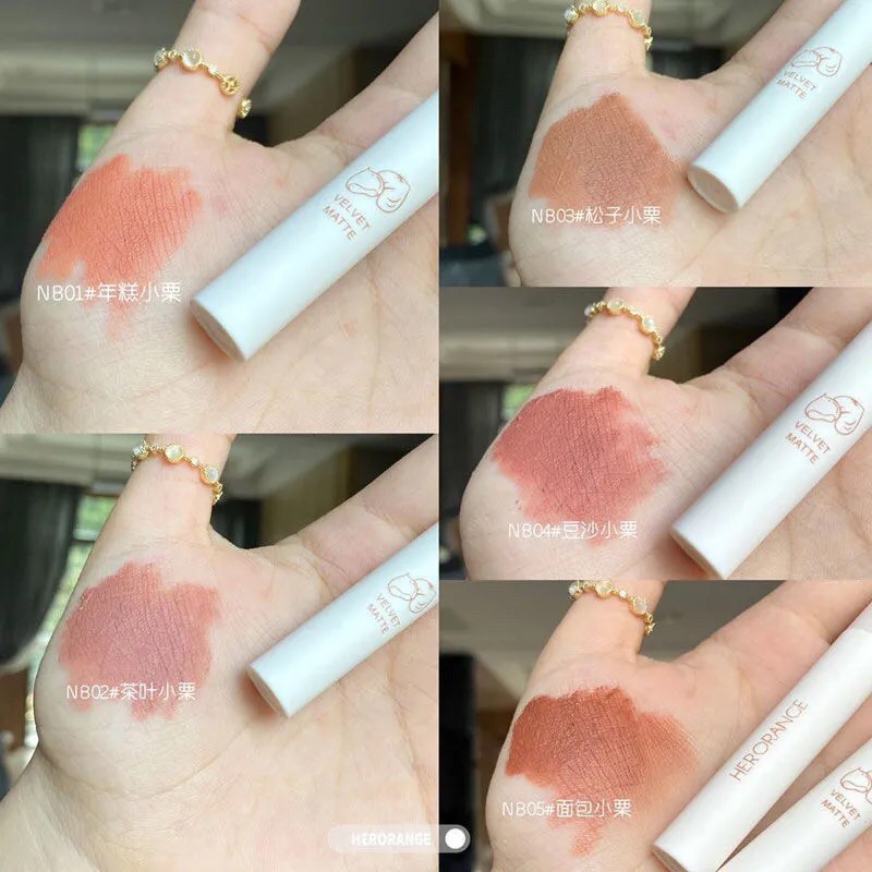 Son lì vỏ trắng sữa HERORANGE tone nude nội địa trung chính hãng