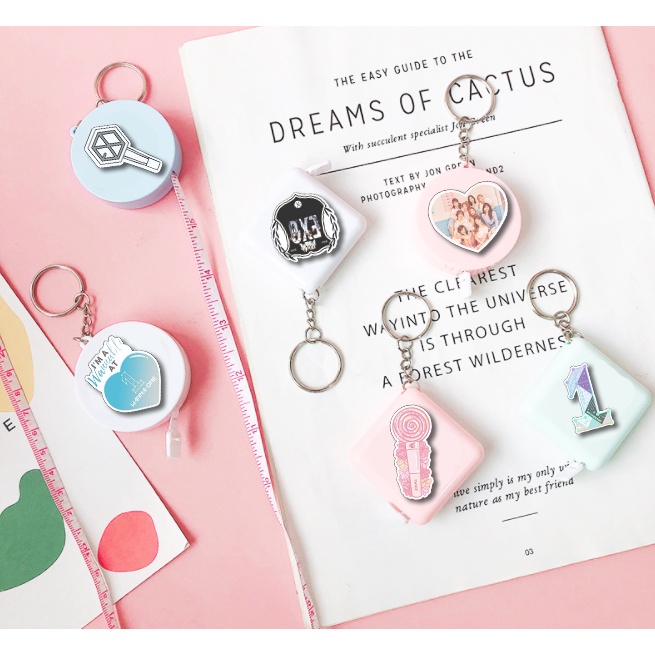 Móc chìa khoá kèm thước dây twice wanna one exo MKTD38 cute dễ thương hoạt hình thần tượng