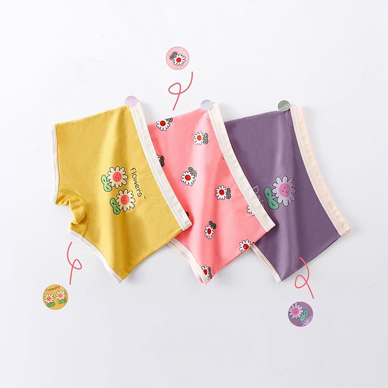 Bộ 3 Quần Lót boxer In Họa Tiết Gấu Hoạt Hình Đáng Yêu Dành Cho Bé Gái