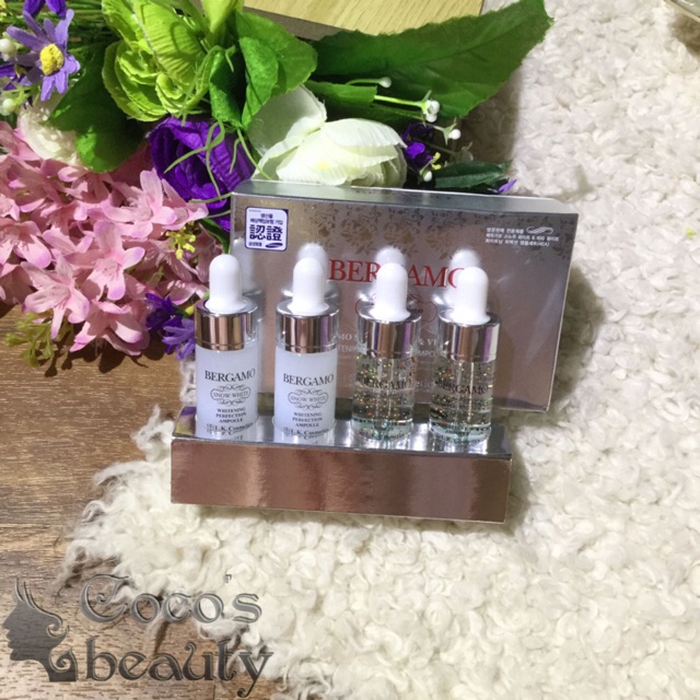 SET 4 Serum BERGAMO Snow White Whitening Perfection Serum Hàn Quốc MINISIZE (13ml x 4) - MÀU TRẮNG