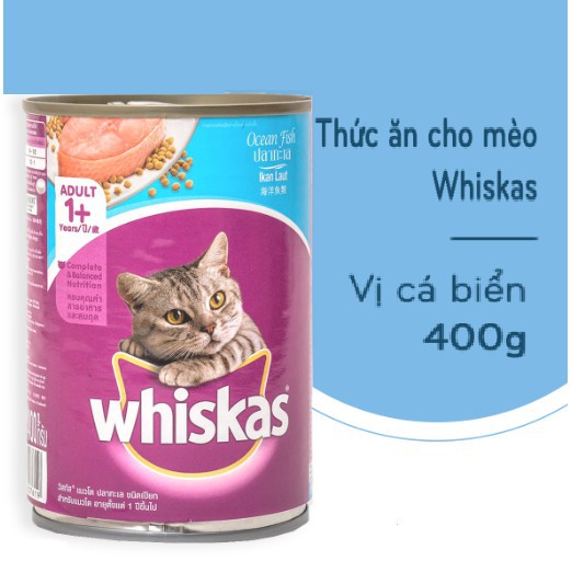 [NHẬP MÃ ICLN8955 GIẢM 20K CHO ĐƠN 0Đ] Thức ăn cho mèo Whiskas vị cá biển dạng lon 400g