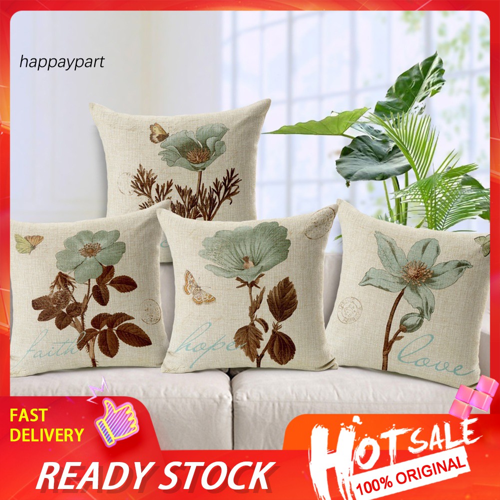 ❂RXJJ❂Vintage Flower Style Pillow Case Bed Sofa Square Throw Cushion Cover Home Decor