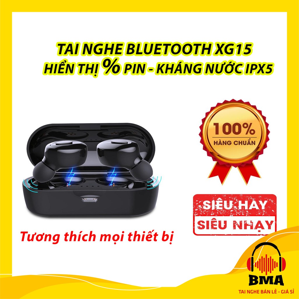 Tai nghe Bluetooth không dây nhét tai XG15 TWS Chính hãng, khả năng lọc tiếng ồn, chống nước IPX5
