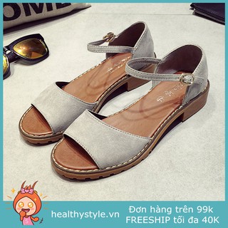 Giày sandal nữ quai ngang bản to mùa hè sang trọng