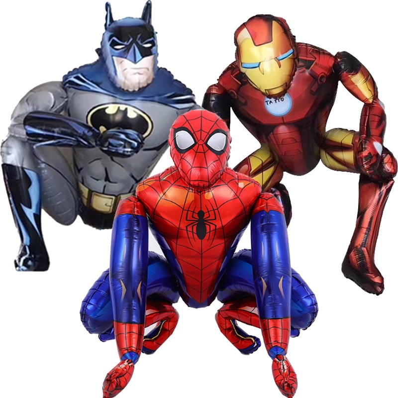 Bong Bóng Nhôm 3D Hình Spiderman Iron Man Batman Superhero Trang Trí Tiệc Sinh Nhật Cho Bé Trai
