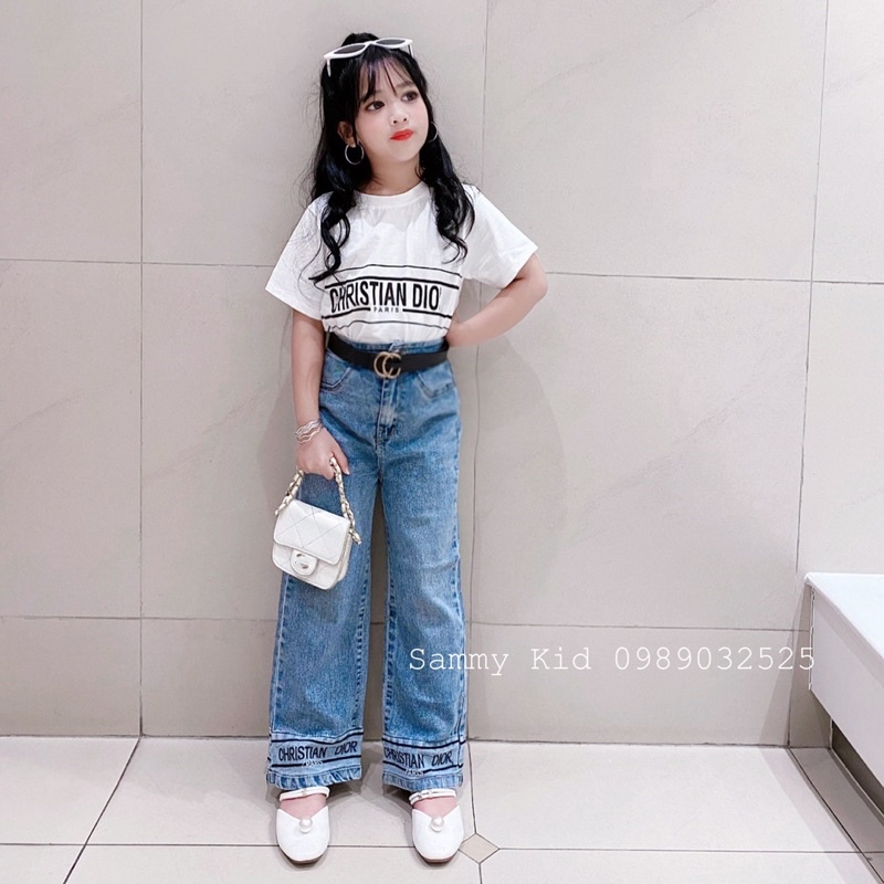Set áo Phông Quần Jean xuông DO cho bé gái size đại 17-41kg sang chảnh cá tính