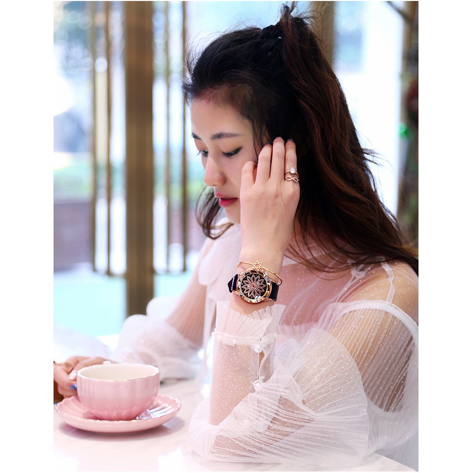 Đồng hồ nữ DH14 - LSVTR phong cách Hàn Quốc, mặt đá, dây thép không gỉ, chống nước, chống xước