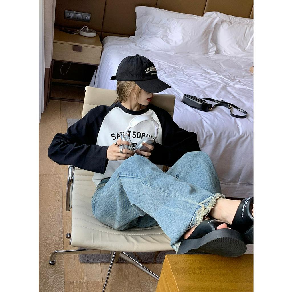 「 WELOVE1 」Quần Jean Dài Eo Cao Ống Suông Thiết Kế Giản Dị Phong Cách Retro Mùa Hè Mới Dành Cho Nữ