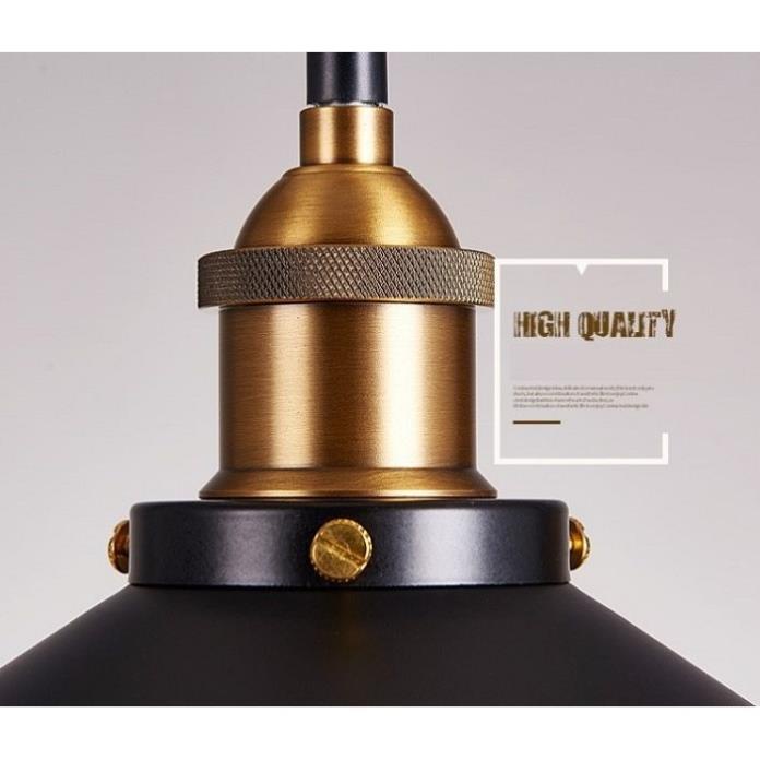 Đèn thả trần hình nón lá gắn đui vàng đồng hiện đại trang trí nhà hàng, đèn thả bàn ăn