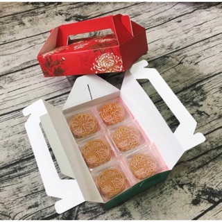 Hộp đựng bánh trung thu tay cầm 6 bánh 50-75g