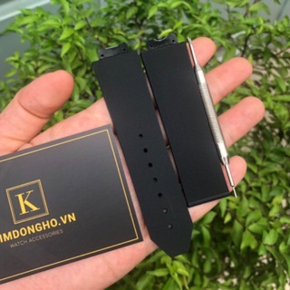 Dây đồng hồ HUB cao su dạng kẻ thẳng Fusion- dây màu đen ảnh thật 100%
