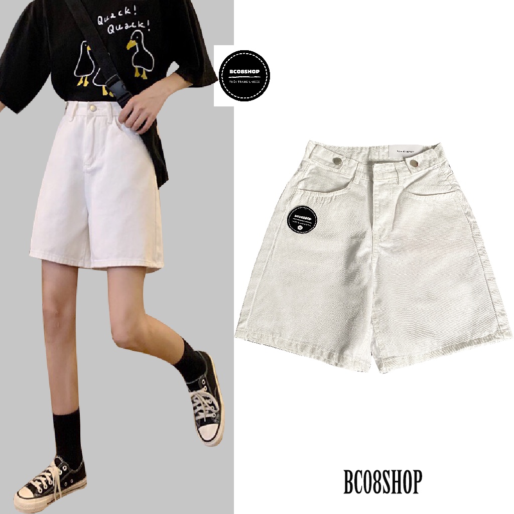 Quần Short Jean Nữ Ngố Màu Trắng Basic BC087