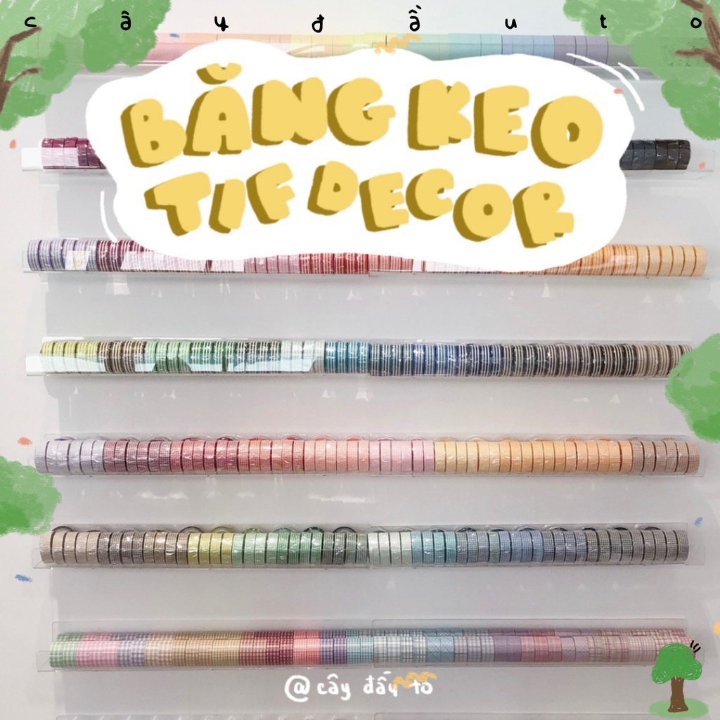 Băng Keo Trang Trí Họa Tiết Caro Tif Decor 15MM*10M Washi Tape 1 Cây Đầu To