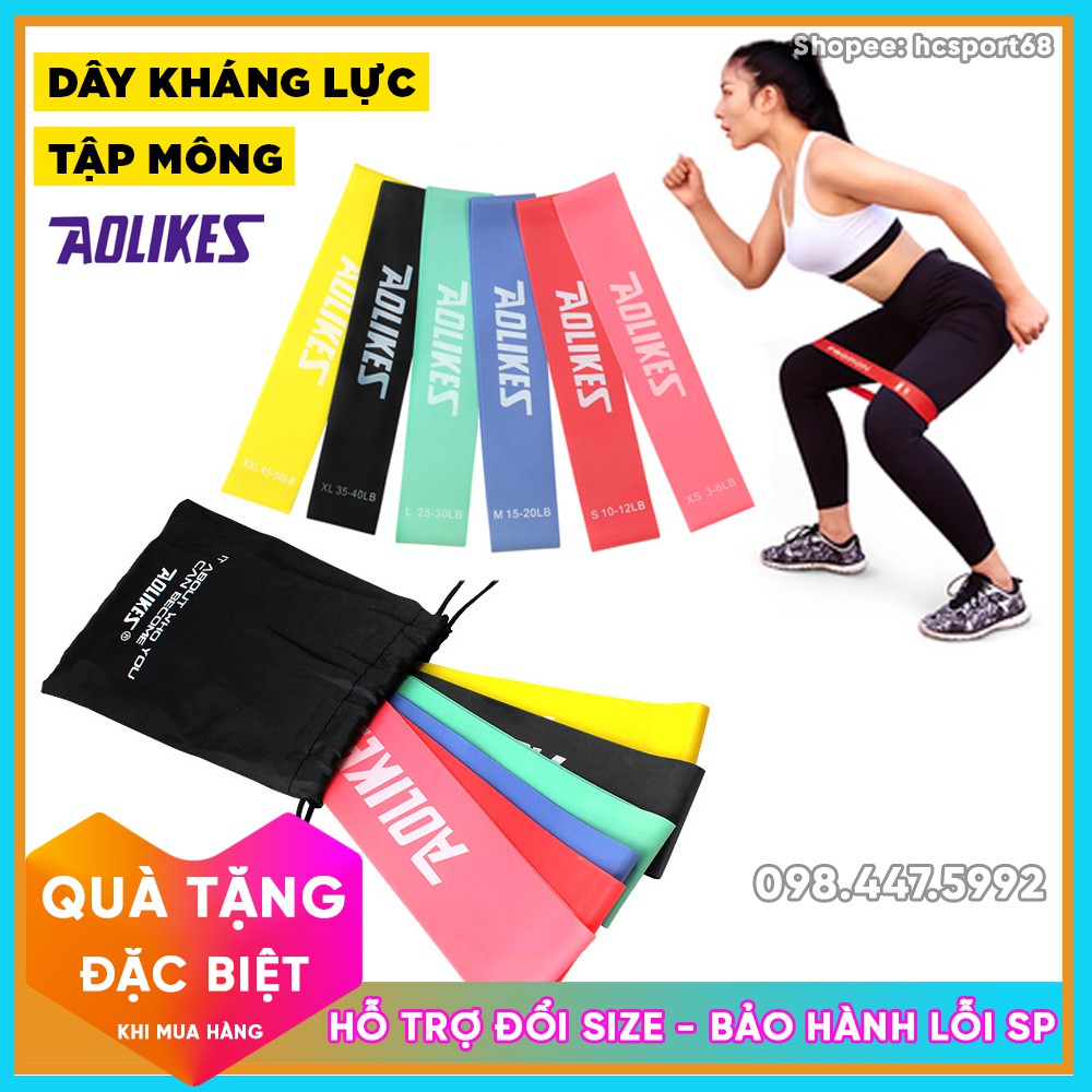 Dây Kháng Lực Mini Band Aolikes Chính Hãng Tập Chân Mông, Bộ 6 Dây Có Bán Lẻ - HcSport68