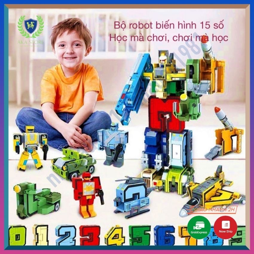 Đồ chơi Robot số và dấu biến hình người máy hàng cao cấp, chất liệu nhựa nguyên sinh ABS cao cấp AKA