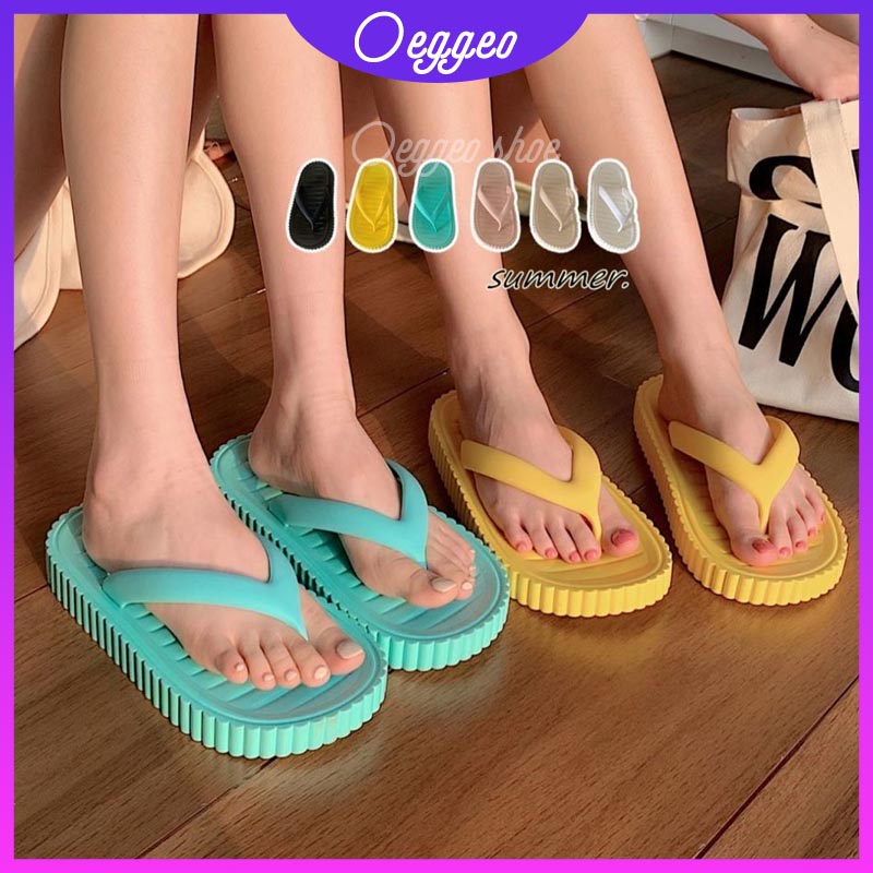Oeggeo shop Dép Xỏ Ngón Đế Dày Mang Bãi Biển Xương Cá Cho Nữ