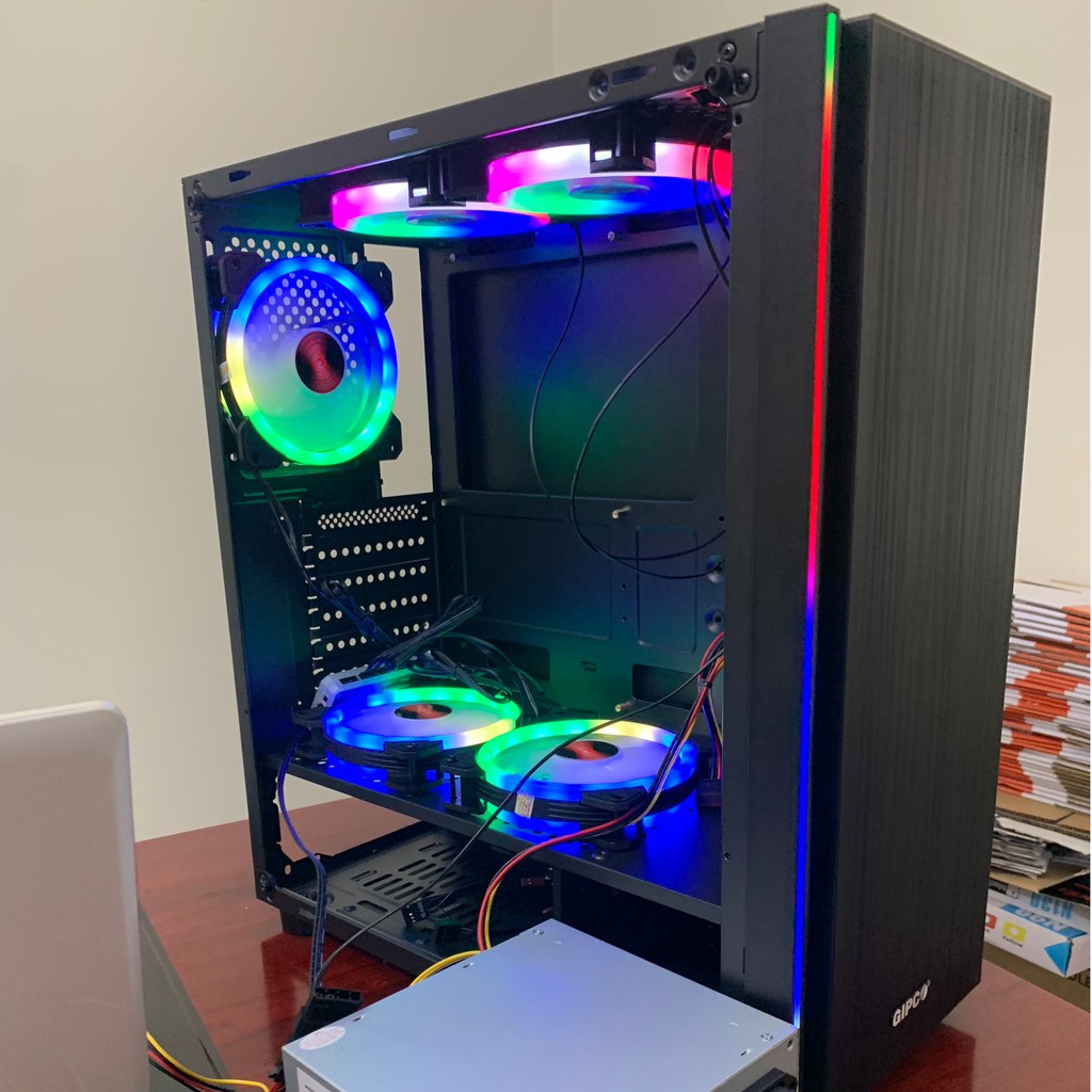 Vỏ Case GIPCO 5986 LK - LG - LH -LFCÓ SẴN 1 DẢI LED RGB ĐẰNG TRƯỚC VÀ 2 FAN LED PHÍA | BigBuy360 - bigbuy360.vn