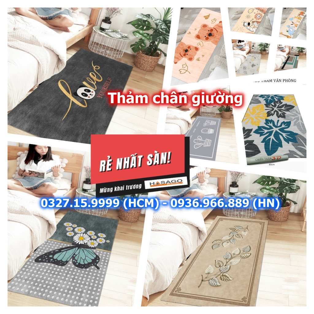 (HCM) Thảm Chân Giường Ngủ 80x200 Cao Cấp - Thảm Trải Sàn Phòng Ngủ Decor - Thảm Phòng ngủ trải chân giường