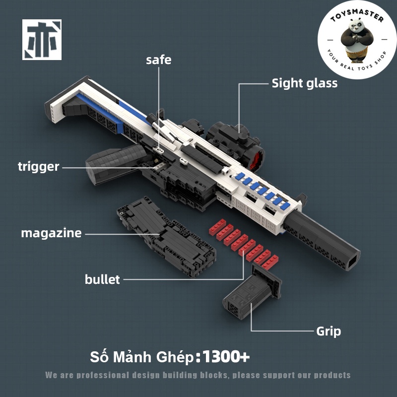 Đồ Chơi Lắp Ráp Kiểu LEGO Súng Mô Hình PUBG SLR Black Ice Với 1300+ Mảnh Ghép,Bản Thiết Kế Tiêu Chuẩn Kevin 183