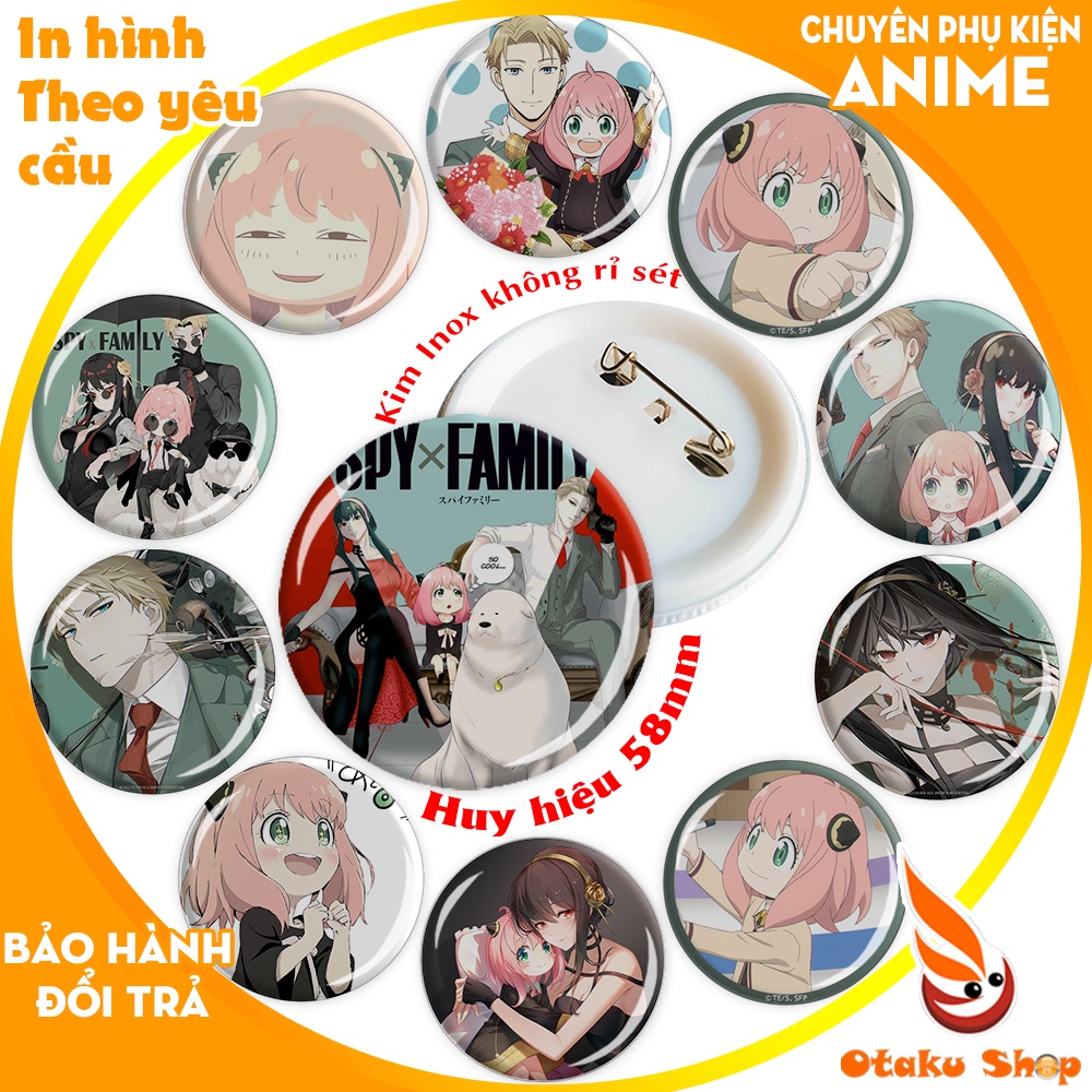 &lt;50 MẪU&gt; Huy hiệu anime Spy X Family pin ghim cài áo, cặp ,túi sách, balo dành cho Otaku có thể in hình theo yêu cầu