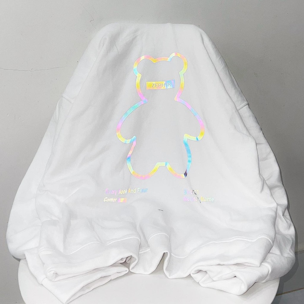 [Ảnh thật] Áo hoodie gấu phản quang (trắng - đen) | BigBuy360 - bigbuy360.vn