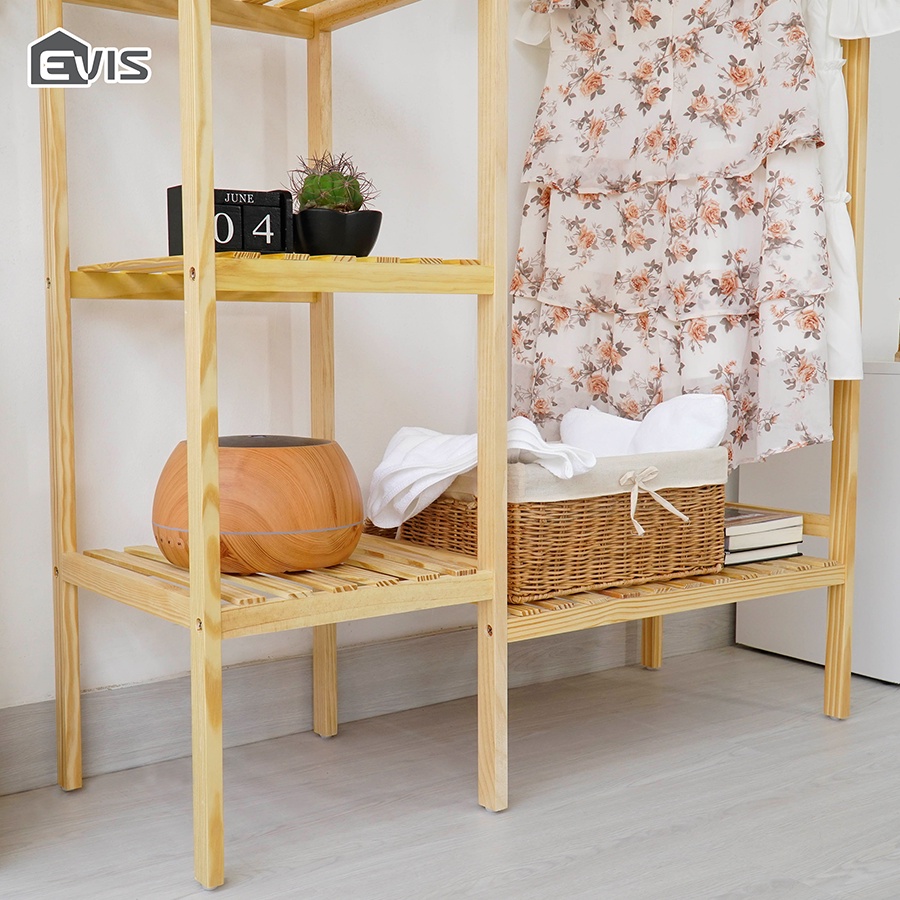 Tủ Treo Quần Áo Evis Home - Thiết Kế 2 Ngăn Chứa Đồ Tiện Lợi - Khung Gỗ Thông Bền Chắc - Có 2 Màu Sắc