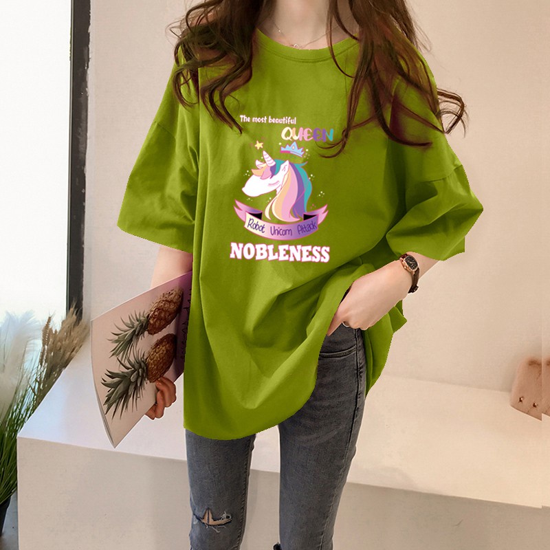 NRVP Áo Thun Tay Ngắn Dáng Rộng In Họa Tiết Thời Trang Mùa Hè Hàn Quốc Mới 2021