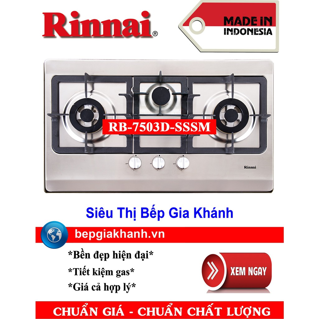 Bếp gas âm Rinnai RB-7503D-SSSM nhập khẩu Indonesia