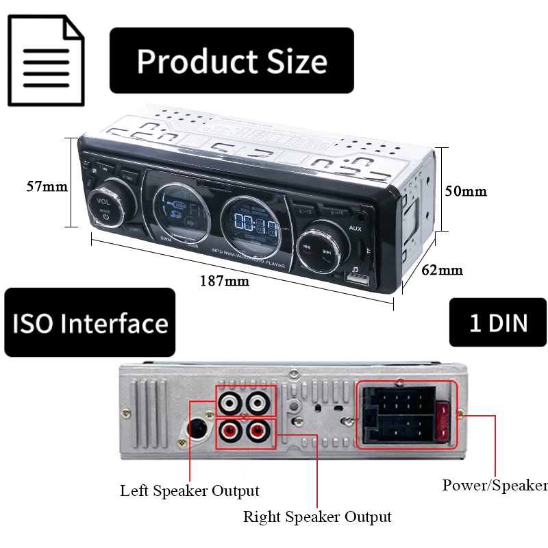 Máy nghe nhạc mp3 bluetooth 12v hoặc 24v fm radio 1din bộ thu 60wx4 hỗ trợ bộ sạc điện thoại aux usb tf card cho ô tô
