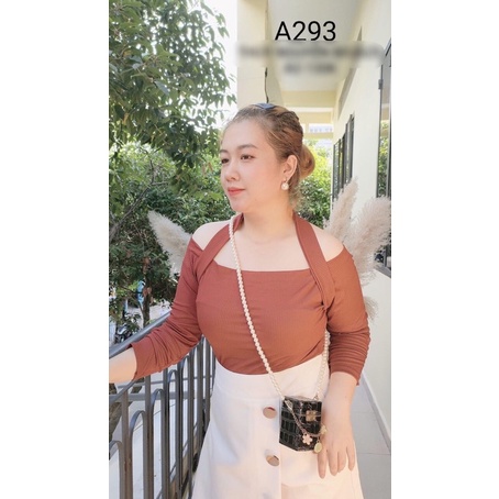 [Shop bigsize nữ 50kg-90kg] Áo kiểu bẹt vai tay dài - mặc đi chơi, đi tiệc